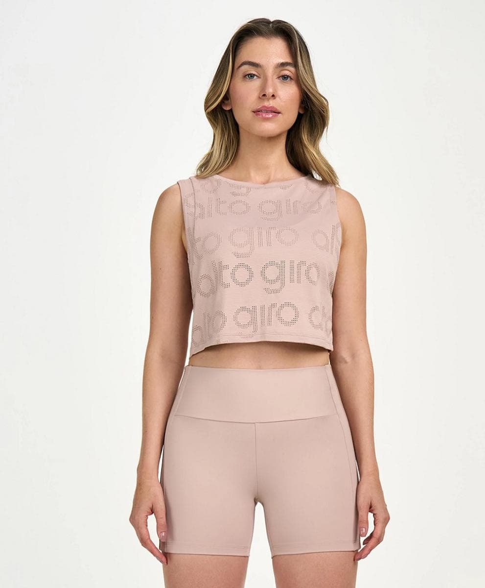 REGATA ALTO GIRO CROPPED MESH FEMININA REF:2511608 — BEGE SUAVE