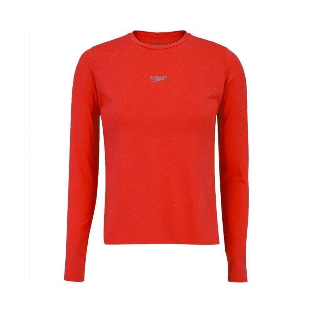 T-SHIRT SPEEDO MANGA LONGA UV 50 FEMININA REF:071341 — VERMELHO