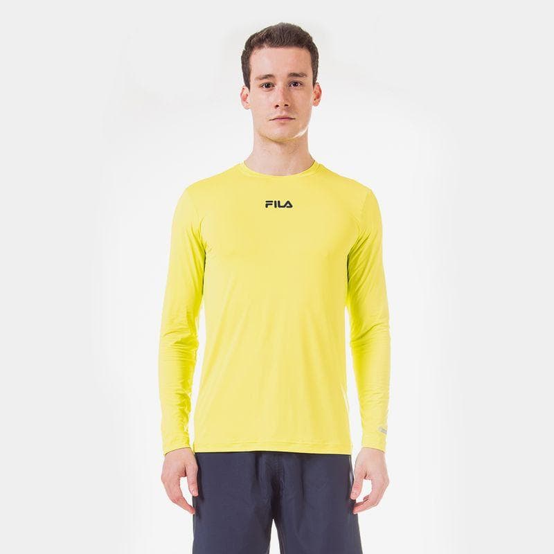 CAMISETA MASC MANGA LONGA FILA SUN PROTECT BREEZY REF:519015 — VERDE LIMAO-MARINHO