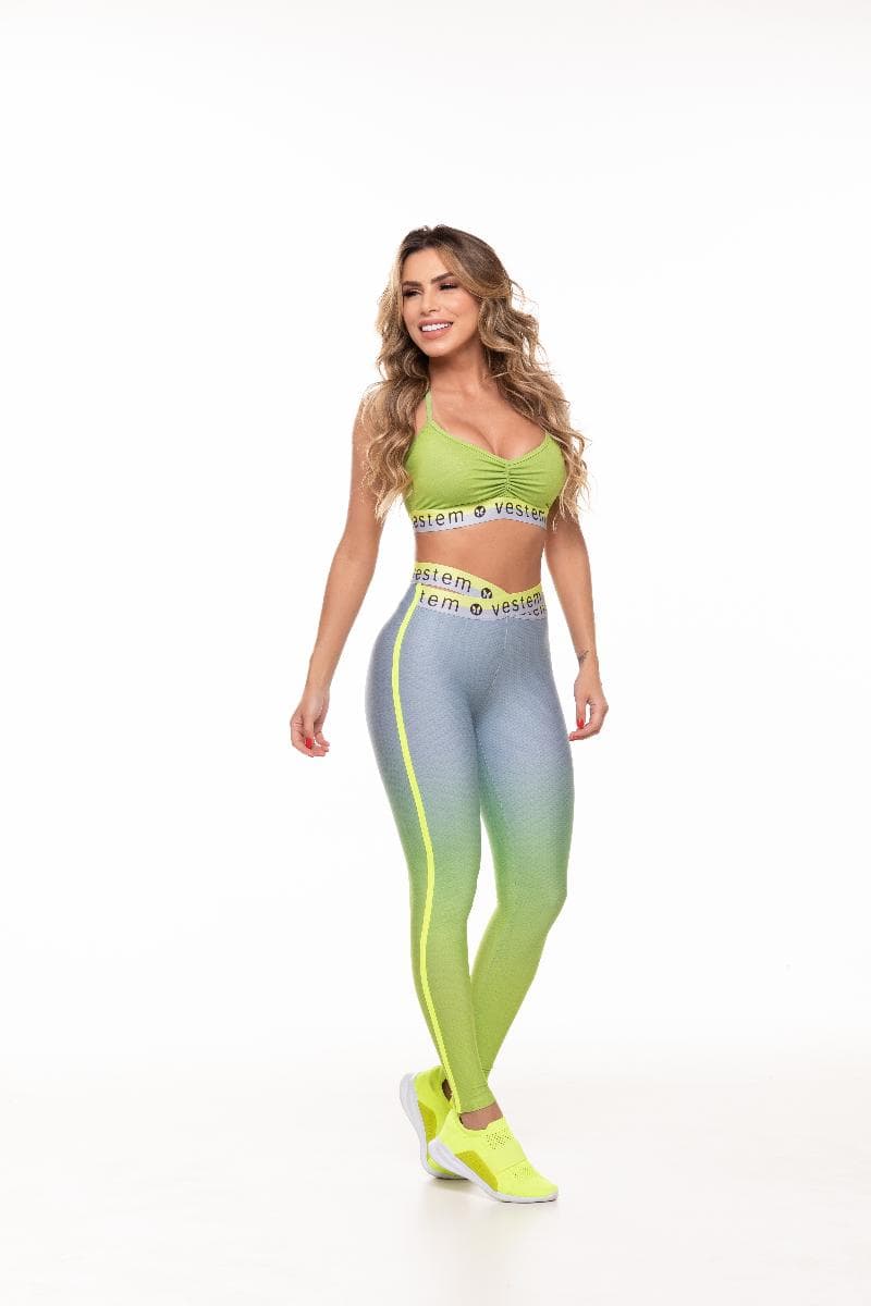 LEGGING FUSO EMPIRE DEGRADE VESTEM REF:FS1077 — AZUL GAROA-AMARELO NEON