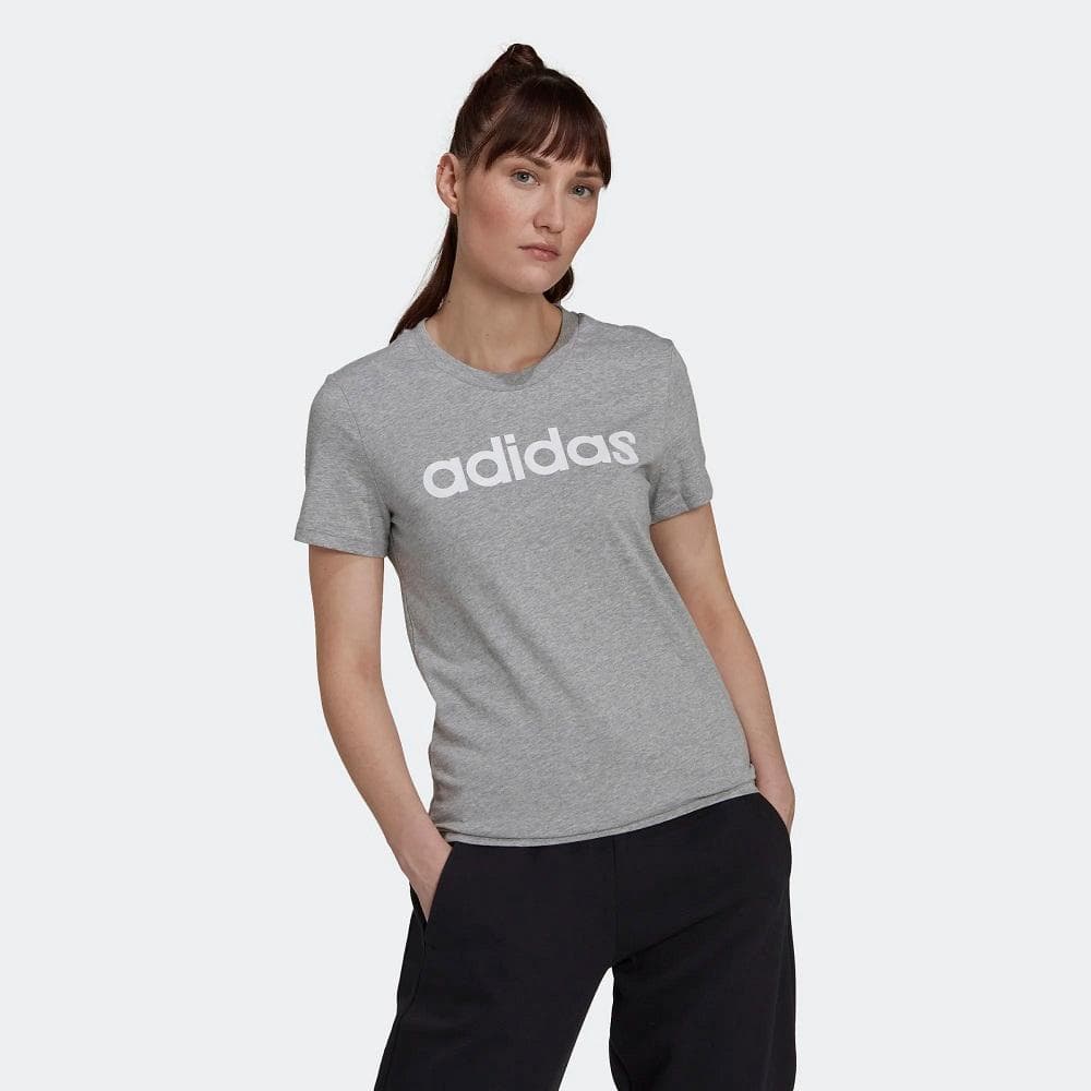 CAMISETA ADIDAS LOGO LINEAR FEMININA REF:HL2053 — CINZA