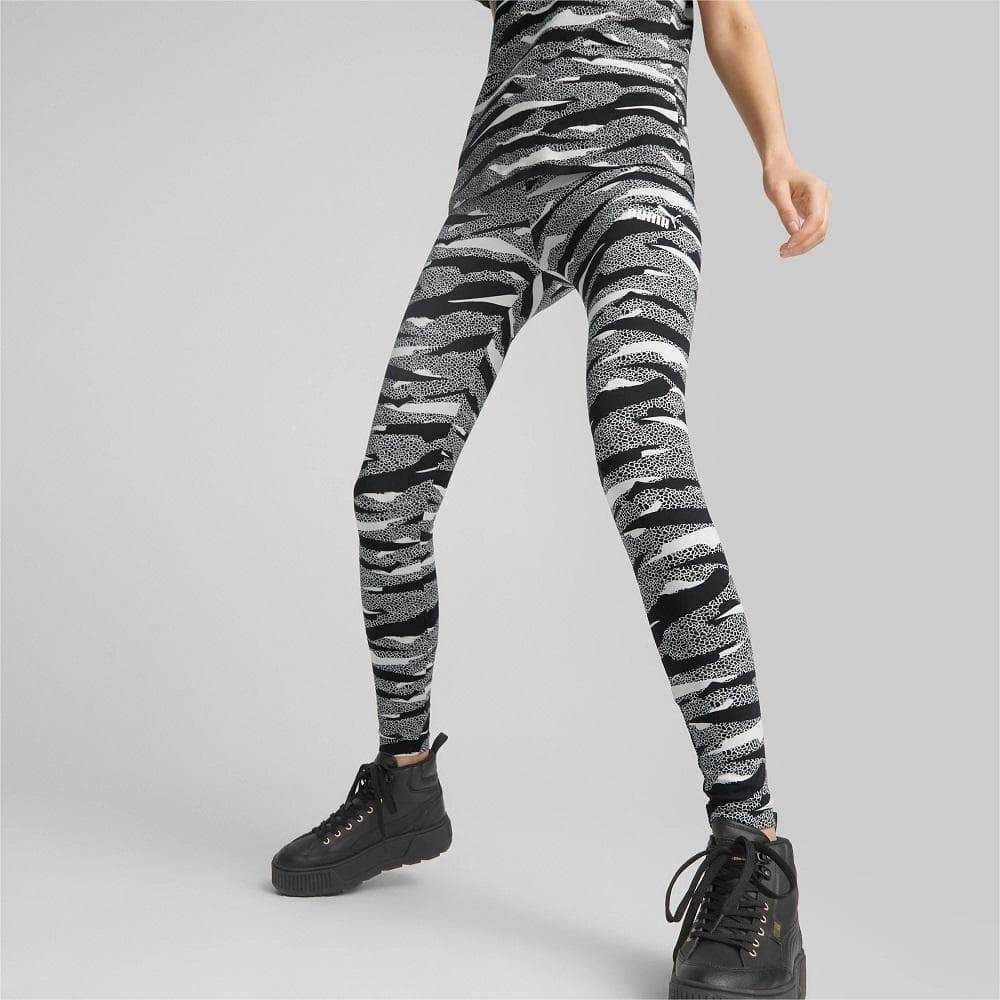 LEGGING PUMA ESSENTIALS + ANIMAL PRINTED FEMININA REF:849963 — PRETO-BRANCO