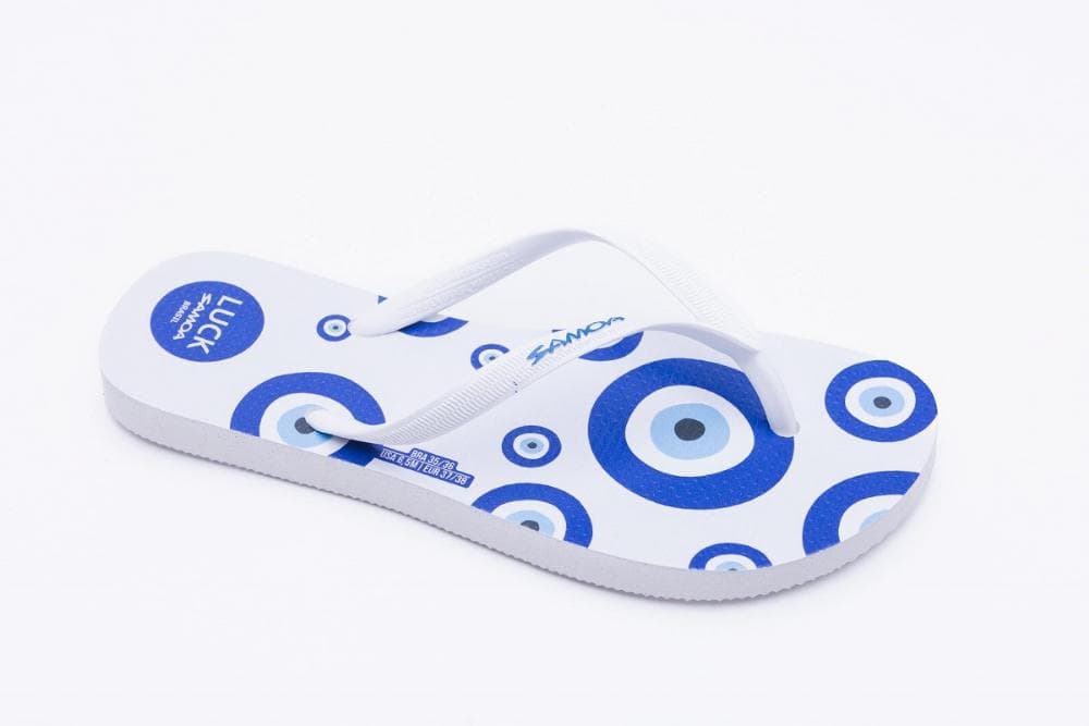 CHINELO SAMOA FLIP FLOP FEMININO REF:SMFF0012 — BRANCO-AZUL