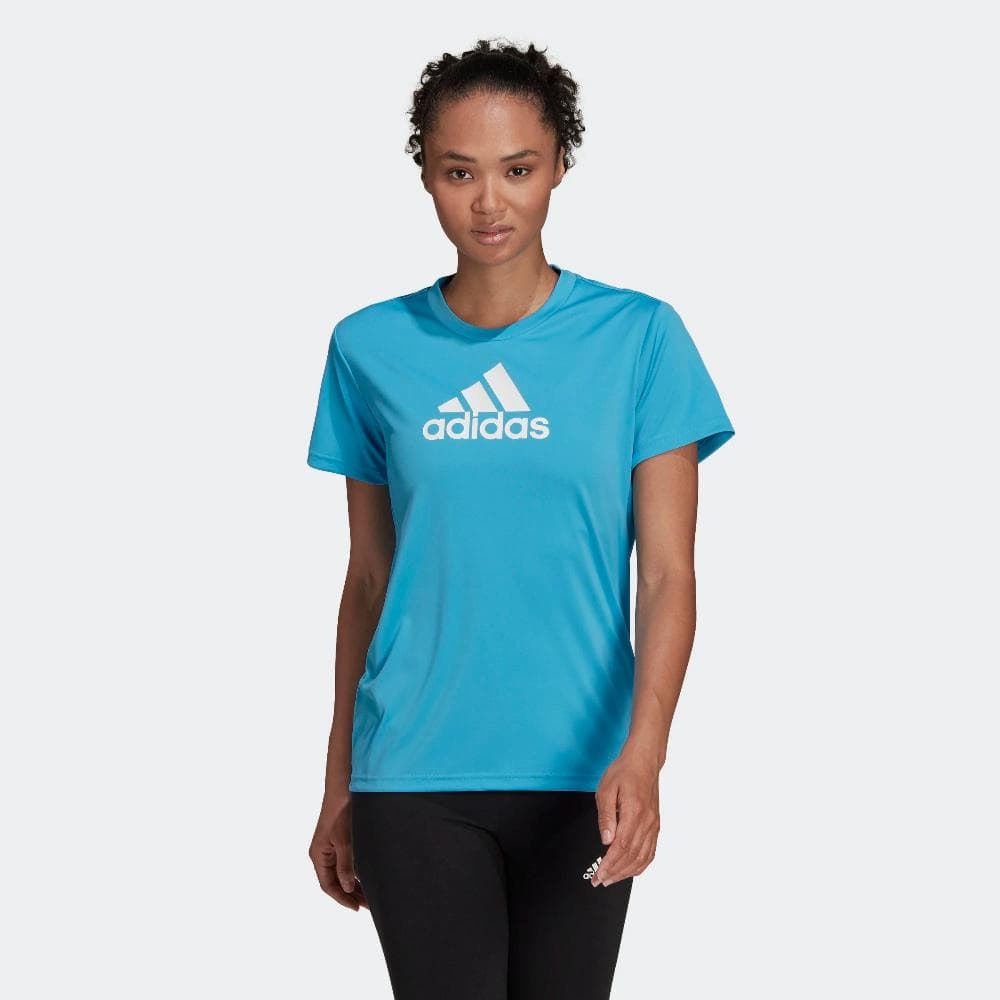 CAMISETA FEMININA ADIDAS LOGO REF:HE67C — AZUL