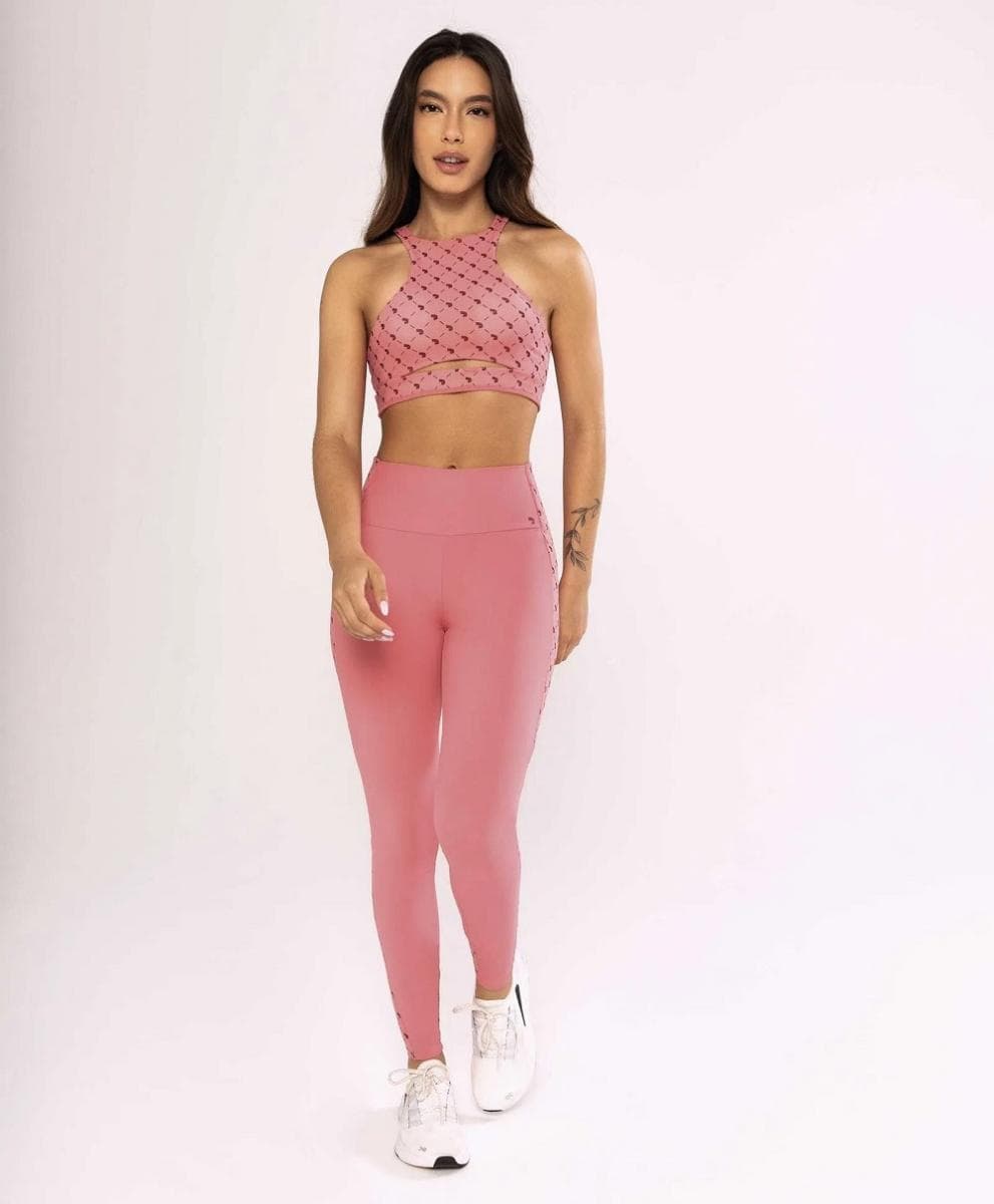 LEGGING ALTO GIRO HYPER RECORTE DE TULE FEMININA REF:2312306 — ROSA