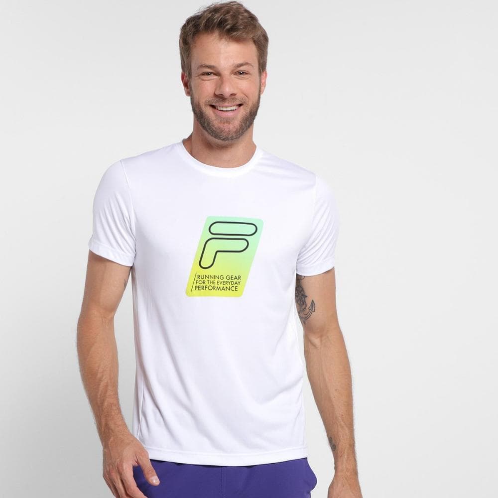 CAMISETA BASIC RUN PRINT MASCULINA FILA REF:RP180690 — BRANCO