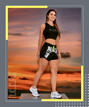 SHORTS RECCORPUS SOBREPOSTO FRISO NEON REF:20011001 — PRETO